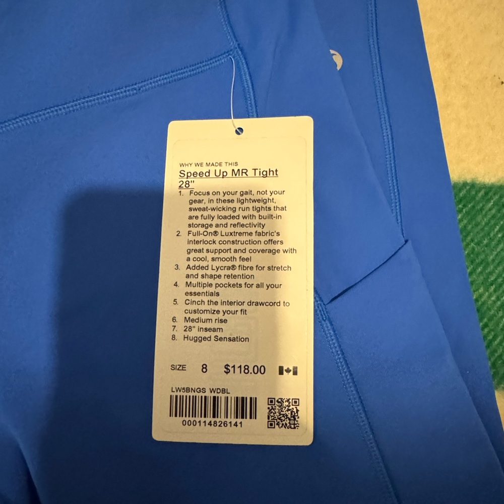 Brand new with tags- Lululemon Speed Up Tight 28" *Full-On Luxtreme- Size 8